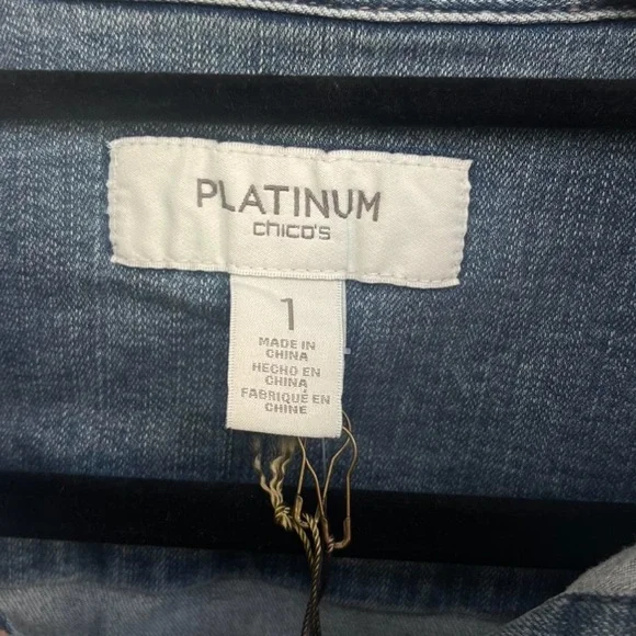Chicos Denim Jacket Mystic Pattern Perlita Size 1